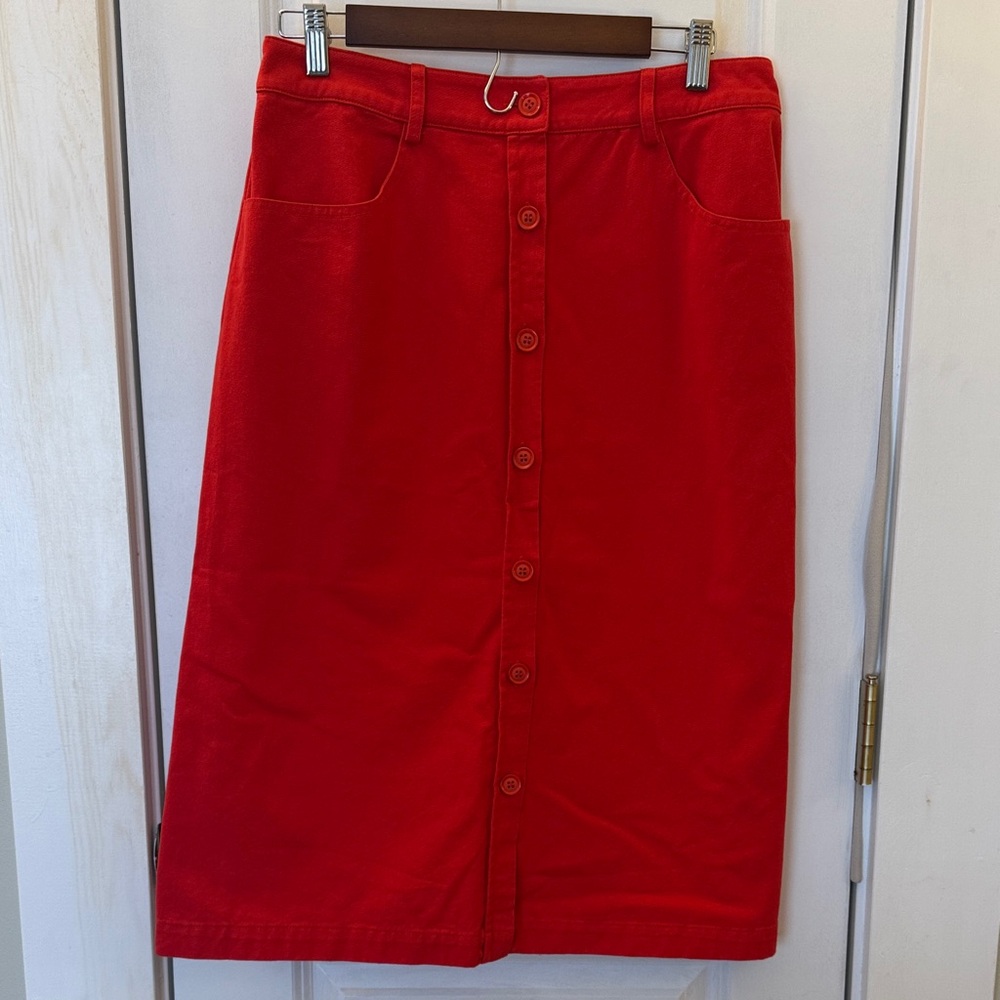 The Korner Rio Red Button-Front Cotton Skirt